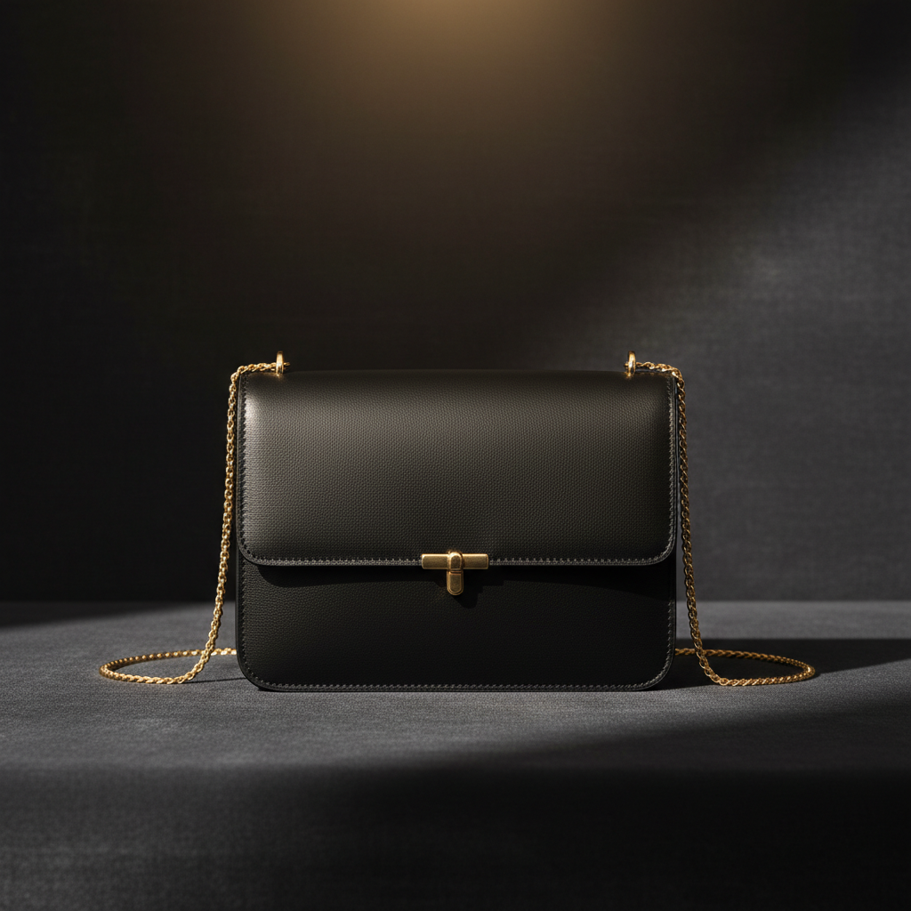 Minimalist Black Leather Crossbody Bag